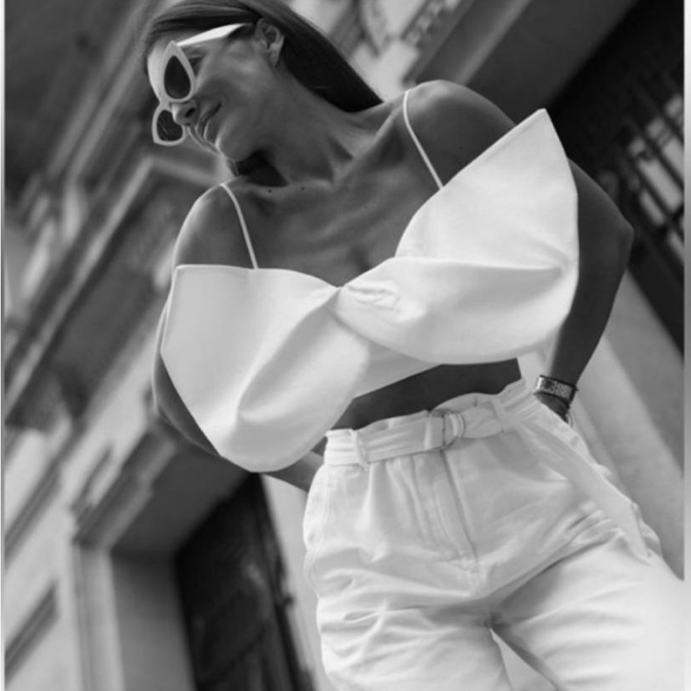 Zara ZW Collection Bow Poplin Top